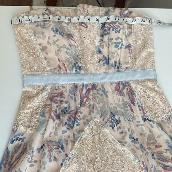 BCBGMAXAZRIA Elle Strapless Floral Print and Lace Gown Size 4 - Picture 15 of 16